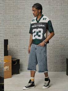 GALLERY FADE Men's Numeric Print V-Neck Short Sleeve Casual T-Shirt - Multicolor - View 5