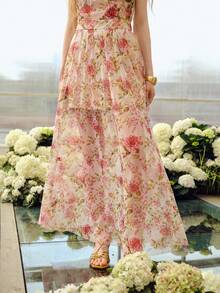 MOTF PREMIUM WOMEN'S EMBROIDERED ROMANTIC LONG SKIRT, SPRING/SUMMER - Pink - View 6