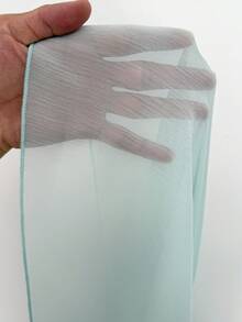 Viva Relle Plus Size Women's Deep V-Neck Semi-Sheer Lantern Sleeve Tie-Waist Dress, Spring/Summer - Mint Green - View 7