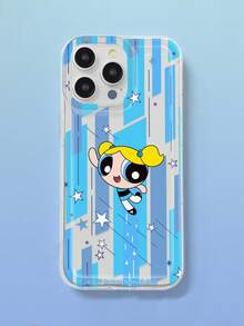 THE POWERPUFF GIRLS X SHEIN 飞天小女警泡泡手机壳，透明软TPU保护套，蓝色条纹星形印花，可爱卡通飞行设计，防震保护套，日常使用及生日礼物，适合女孩和卡通迷，兼容iPhone和Galaxy手机壳，兼容iPhone 11/12/13/14/15/16/17 Pro Max和Galaxy S24 Ultra/S25 Ultra/A16/A17/S26/S26 Ultra，手机配件，快速发货 - 無色 - 查看 3