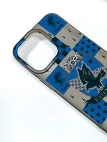 HARRY POTTER X SHEIN 1pc Harry Potter Ravenclaw House Crest Checkered Phone Case, Blue & Grey TPU Protective Cover, Shockproof & Anti-Scratch, Wizarding World Style, Compatible With IPhone 11/12/12 Mini/13/14/15/16/16 Plus/17/17 Pro/17 Pro Max & Samsung Galaxy S24 Ultra/S25 Ultra/A06/A17, Gift For Harry Potter Fans, Birthday, Back To School, Phone Accessories, Quick Ship - Black - View 5
