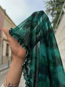 Opulessa 女士度假针织网眼印花长款吊带连衣裙 - 綠色 - 查看 5