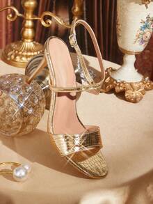 CUCCOO TILAWA Women's Fashionable Elegant Gold High Heel Sandals - Gold - View 4