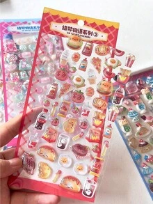 POKOJA LAND 3D立体可爱食物复古贴纸，DIY手机壳、剪贴簿、、笔记本装饰及手工制作，剪刀贴纸，日记本延长贴纸 - 彩色 - 查看 3