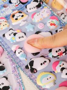 MINKOJA 3D Cute Animal Panda, Rabbit And Cat Paw Foam Sticker, Decompression Sticker, Decorative Sticker For Water Bottle, Keyboard, Table, Rewards For Kids, 3D Scrapbook Sticker Toy - Multicolor - View 4