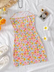 Sparklyn Đầm quây không tay, trễ vai, dây trong suốt, ôm sát dành cho bé gái tuổi teen, thích hợp cho kỳ nghỉ xuân/hè ở bãi biển, vùng nhiệt đới. Họa tiết sao biển. - Nhiều màu - Xem 2