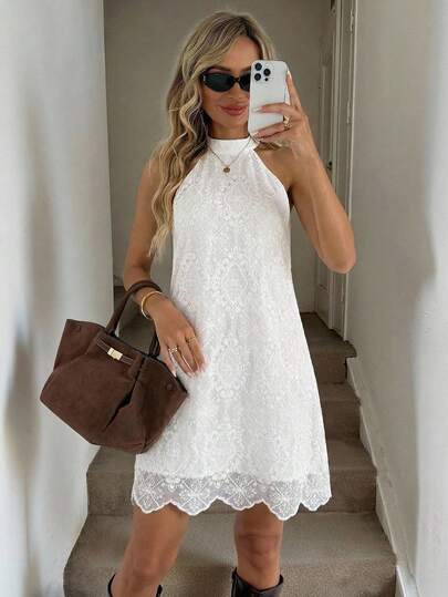 Easowa Women's Vacation Lace Fashion Halter Dress