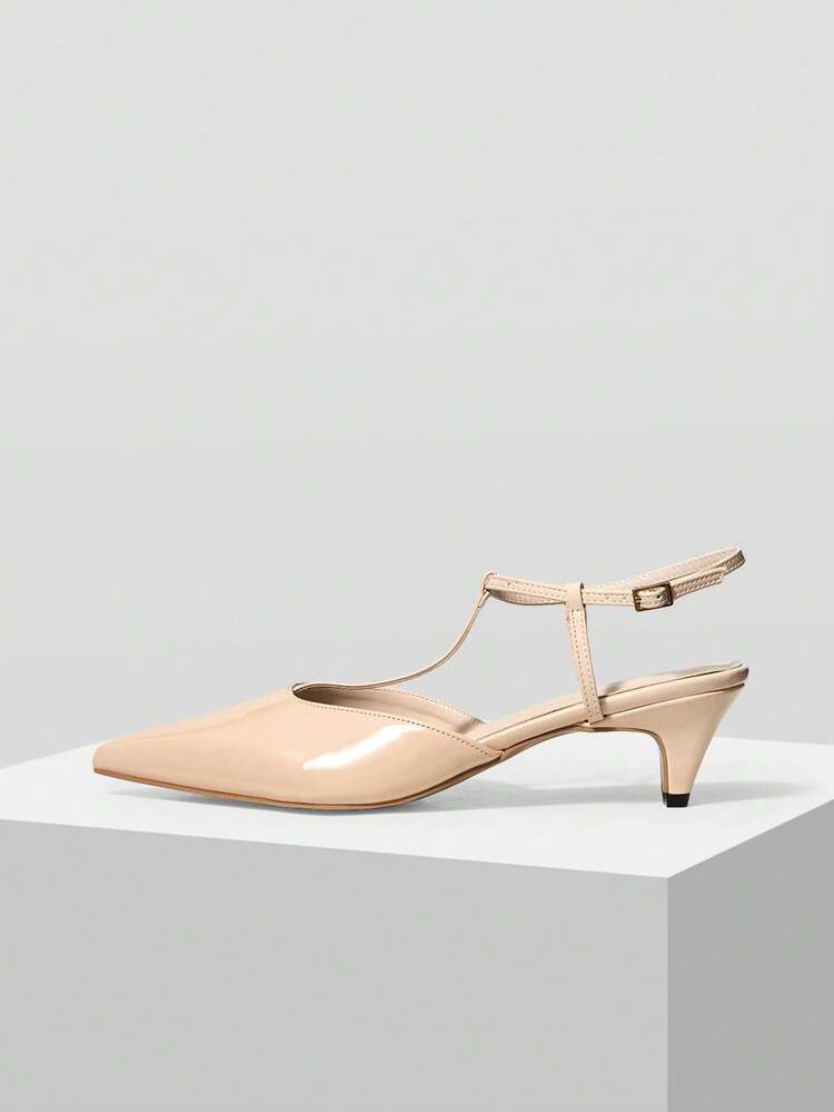 WOMEN'S ELEGANT MINIMALIST APRICOT POINTED TOE KITTEN HEEL PUMPS, VERSATILE FOR DAILY COMMUTE SPRING SHOES