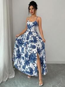 Elenzga Women's Casual Sleeveless Slit Dress With Paisley Pattern, Suitable For Vacation - Multicolor - View 2