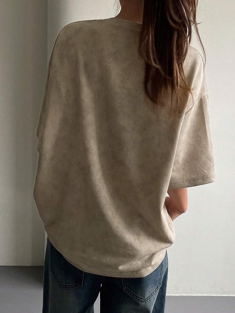 Women's Loose Fit Letter Print Distressed T-Shirt, Suitable For Summer Outdoor Wear Y2k