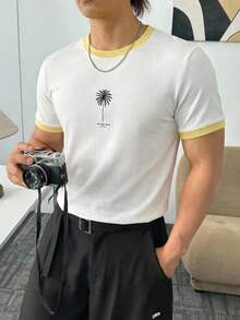 SWAVVY Men's  Casual Short Sleeve  T-Shirt,  Streetwear ,Summer, Fashionable Daily Wear, - White - View 2