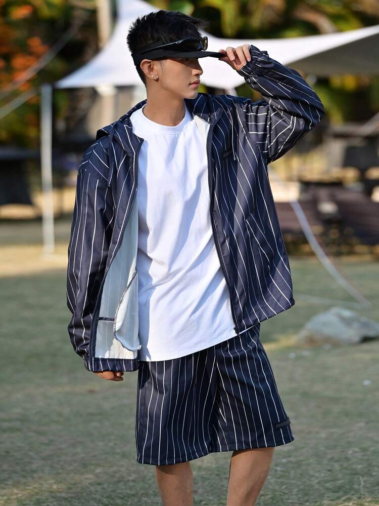 Men's Long Sleeve Jacket And Shorts Set, Spring/Summer