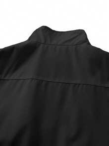 Manfinity EMRG 男士字母印花撞色拉链休闲长袖夹克 - 黑色 - 查看 7