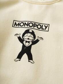 MONOPOLY X SHEIN Baby Girl Round Neck Cap Sleeve Cute Romper MONOPOLY - Apricot - View 4