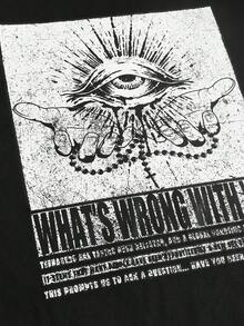 PAVTROS 男士夏季休闲眼睛印花T恤短裤套装 男士夏季套装 男士两件套短裤套装 男士黑色套装 男士短袖T恤短裤套装 男士休闲印花套装 - 黑色 - 查看 4