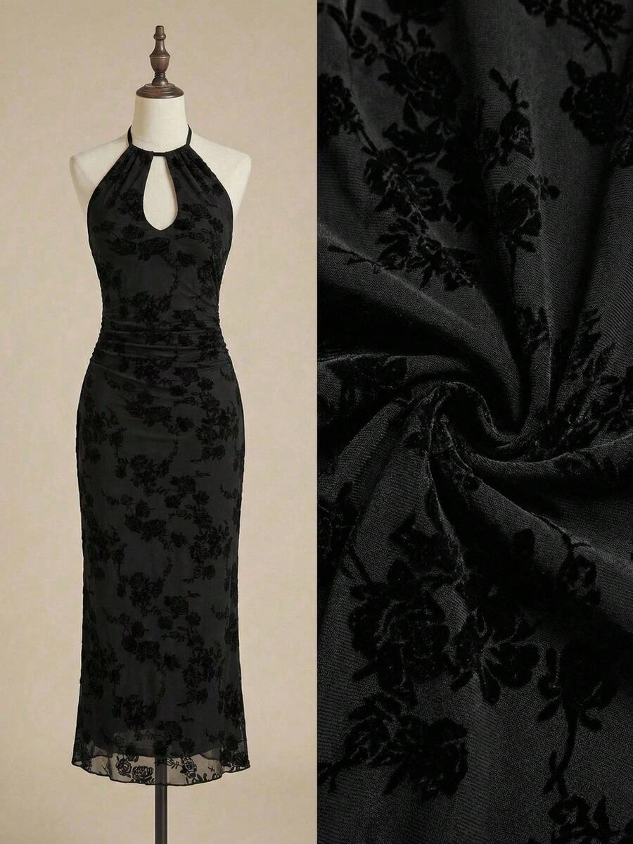 EastFlair Váy hở lưng hở lưng họa tiết hoa thanh lịch dành cho nữ