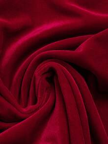 Olithes 女士时尚通勤中国风撞色T恤，饰有精致荷叶边和立领，简约修身立领女式T恤，中式立领，通勤及派对穿着，红色天鹅绒面料，适合派对、新年假期等场合。 - 酒紅色 - 查看 6