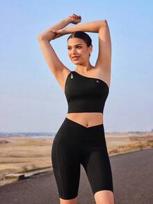 OutZeal Women Sports Black Tank Gym Pilates Stretch Slim Fit Bra-In Active Tops - Black - View 9