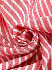 Elamini 条纹短款宽松休闲女式宽松袖衬衫，亚麻质感女式衬衫，夏季条纹衬衫，短款衬衫，短款纽扣棉质夏季上衣，红色条纹衬衫，可爱女式衬衫，夏季休闲上衣，女式上衣和衬衫，短袖衬衫，女式工作衬衫 - 紅白色 - 查看 6