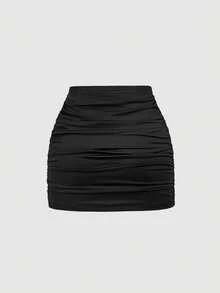 SHEIN MOD 2件套 女士樱桃印花+黑色百褶修身裙 - 黑色 - 查看 8