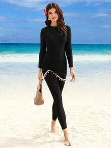 Swim Mulvari Fashionable Mature Middle Eastern Style Drawstring Waist Women's Summer Swimwear Bottom - Multicolor - View 3