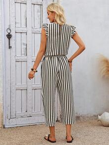 EMERY ROSE Women's Striped V-Neck Tie Waist Casual Jumpsuit - Multicolor - View 2