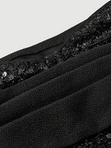 SHEIN MOD 大码女式亮片性感百搭约会之夜上衣 - 黑色 - 查看 3