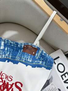 GlowEve 女士时尚字母拼接修身吊带背心，夏季 - 白色 - 查看 3