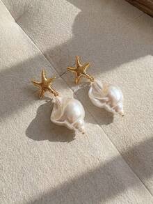 Resyla Gold Plated Starfish Spiral Drop Earring Summer Beach Jewelry For Women - Starfish Spiral Earring - View 8