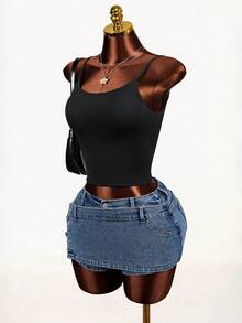Mistrie Quần short denim dáng ôm, thoải mái dành cho nữ, thích hợp cho mùa hè. - Màu xanh lam - Xem 8