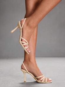 CUCCOO SZL 女士时尚日常穿搭高跟凉拖鞋 - 杏色 - 查看 9