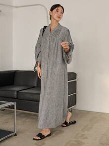 Dazy-Less Women's Casual/Office Front Button Long Shirt - Grey - View 7