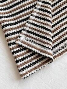 Soleia Women's Vacation Striped Twist Design Casual Spaghetti Strap Mid-Length Dress - Coffee - View 7