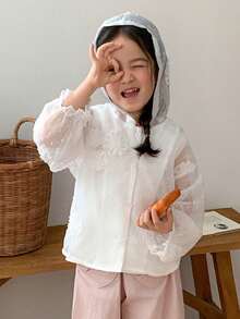 DAZY Young Girls Hooded Textured Fabric Design Jacket - White - View 6