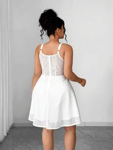 SHEIN Clasi Women's Solid Color Button Fashionable Chic Party Gym Dress Brown Summer - White - View 2
