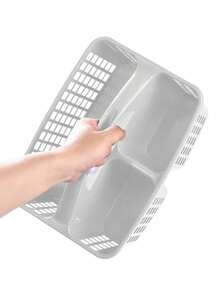 1 pieza Cesta de almacenamiento de escritorio de plástico, cesta de almacenamiento multifuncional de unicolor minimalista para el hogar - Gris - Ver 2