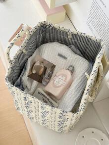 Storage Basket, Miscellaneous Storage Basket, Toy Storage Basket, Printed Pattern In Random Position, Laundry Basket, Lipstick, Makeup Brush, Skincare Storage Basket, Home Decoration, Portable Picnic Basket, Christmas Popular Products - Multicolor - View 6