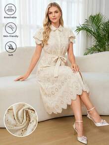Amorya 女士新款优雅高端时尚刺绣衬衫领系带连衣裙度假装，修身腰身设计。采用质感A字面料，百搭舒适透气，适合春夏穿着。可作办公室着装、职业装、商务装、黑色连衣裙、正式礼服、教堂礼服等。显瘦百搭，适合情人节、度假、日常休闲穿着。夏季新款连衣裙，休闲连衣裙，优雅连衣裙，法式连衣裙，钩针连衣裙，镂空上衣，奶油色连衣裙，镂空连衣裙，田园风连衣裙，茶会连衣裙，复古连衣裙，蕾丝连衣裙，米色连衣裙，优雅连衣裙，女士连衣裙 - 杏色 - 查看 2