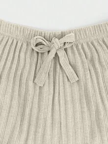 EURMUSE 100%Cotton 3 Pcs Solid Knit Pant Set - Grey - View 4