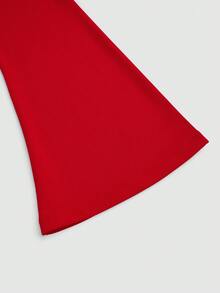 Olithes Women's Elegant Red Autumn Party Qipao Style Mini Dress,Chinese Cheongsam Button-Up Bodycon Cocktail Dress,Long Bell Sleeve Split Pan Buckle Design - Fiery Red - View 6