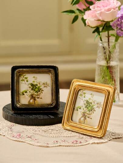 Cirelle Black Gold Vintage European Style Photo Frame, Wall-Mounted Simple Picture Frame For Living Room Sofa Bedroom Bedside Decor