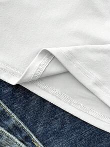 SHEIN Teen Girl Versatile Solid White Fitted Crop Top, Summer Casual Wear, High Neck Off-Shoulder Design, Elegant For Festivals, Countryside, Beach Vacation, Afternoon Tea And Other Occasions, Dignified Style, Suitable As Dancewear Or Cute Top - White - View 4