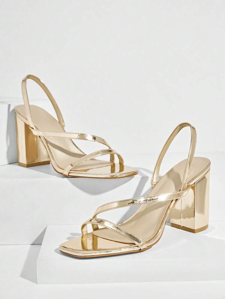 CUCCOO SZL Women's Square Toe Rhinestone Ankle Strap Sandals For Christmas Prom Heels