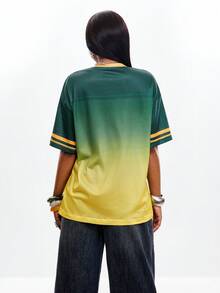 Coolane 女士春夏街头风 Y2K 热带度假数字图案透气网眼黄绿短袖针织T恤 - 綠色 - 查看 7