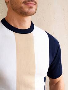 Manfinity CityGents Men's Striped Crew Neck Short Sleeve Casual Knit Top - Multicolor - View 2