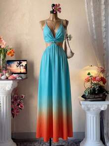 GlowEve Sleeveless Ombre Elegant Casual Beach Holiday Outfit, Photogenic Design, Sexy & Charming Summer Dress For Women - Multicolor - View 1