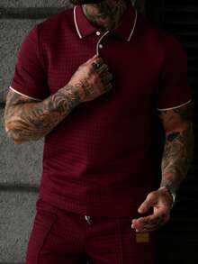 EGENSIO Áo polo nam tay ngắn, kiểu dáng thường ngày, đa năng. - Màu Đỏ Sâu - Xem 1