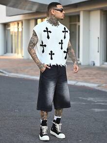 Devon Thys 男士水洗斜口袋休闲牛仔短裤 - 深灰色 - 查看 1