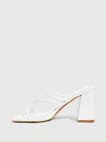 CUCCOO SZL Women Shoes White PU Light Strip With Basic Commuting Fashion Thick Heel Square Toe Sandals Summer Shoes - White PU - View 5