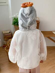 DAZY Young Girls Hooded Textured Fabric Design Jacket - White - View 2